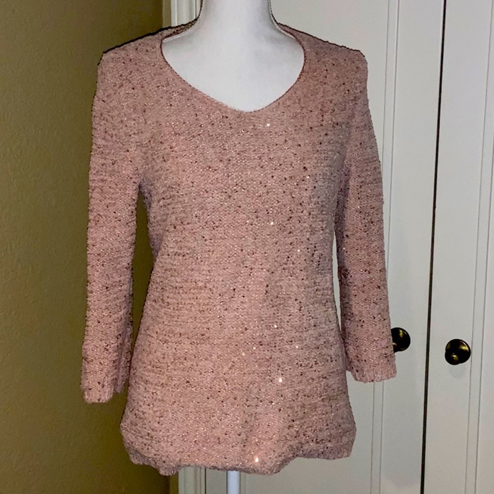 Chico’s Pink V-Neck with Sequins
